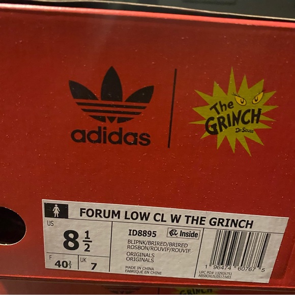 adidas Originals The Grinch  Forum Low CL Pink Suede ID8895 Women's Sz - Picture 9 of 12